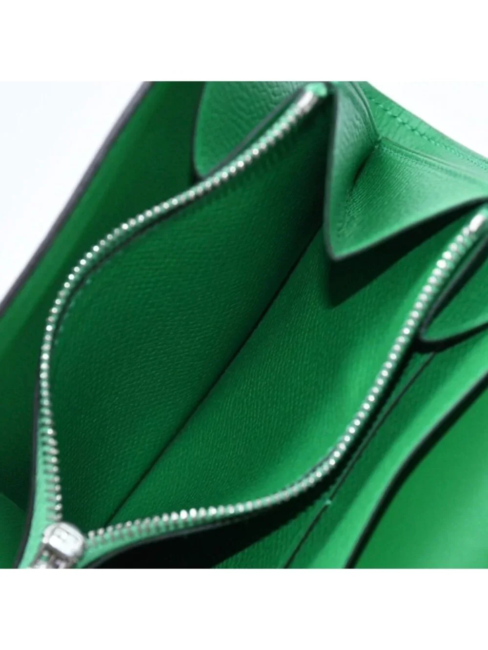 Hermes Bifold Wallet Silver Veau Epsom Green
